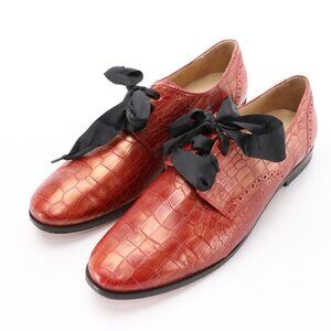 Cole Haan Breslyn Oxford Shoes in Red Croc Embossed Leather sz 8.5B